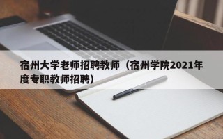 宿州大学老师招聘教师（宿州学院2021年度专职教师招聘）