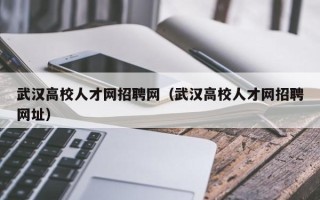 武汉高校人才网招聘网（武汉高校人才网招聘网址）